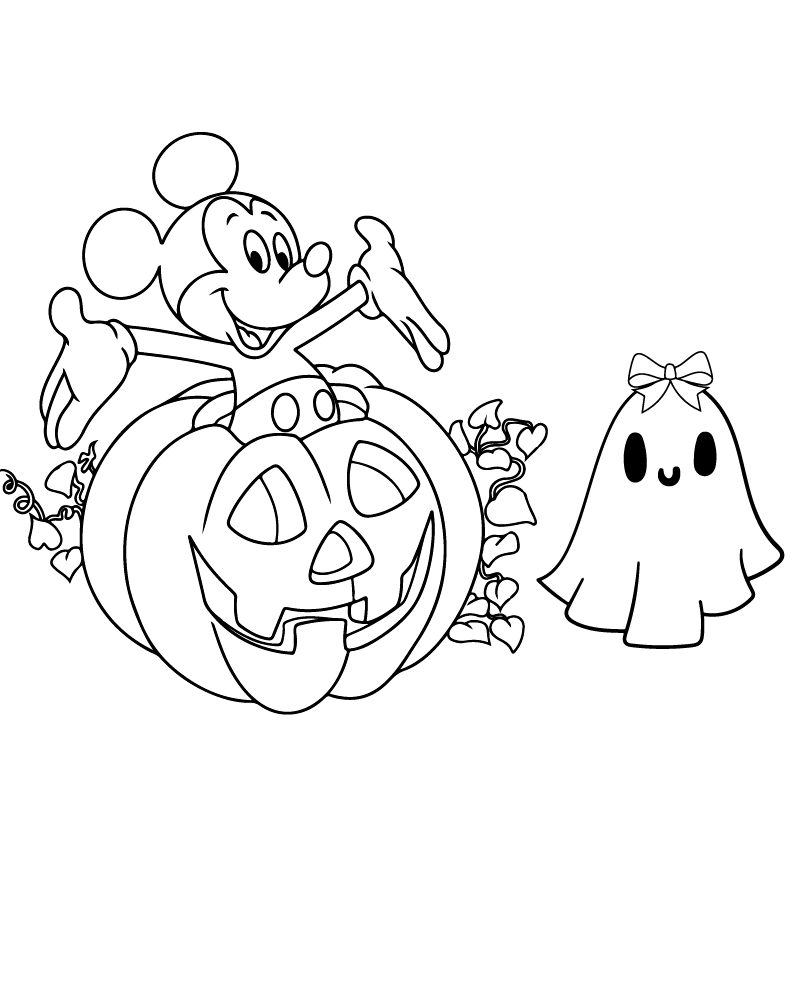 Dibujo de Mickey Mouse Halloween Coloring Page para Colorear