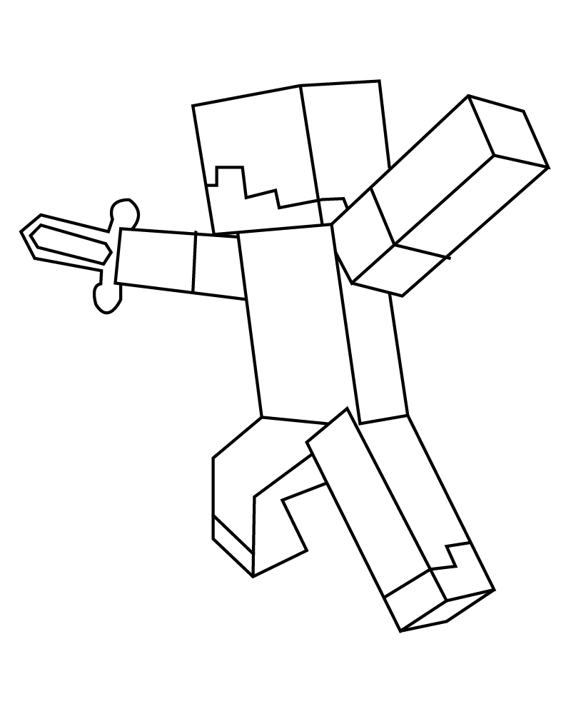 Dibujo de Minecraft Dungeon Swordsman Coloring Page para Colorear