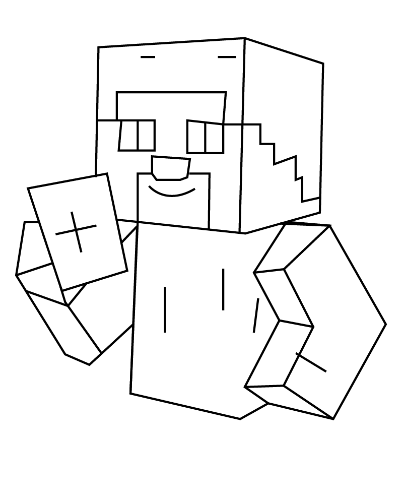 Dibujo de Minecraft Happy Character Coloring Page para Colorear