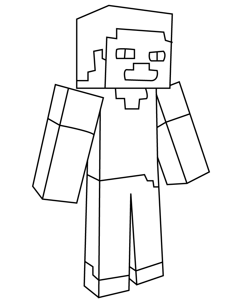 Dibujo de Minecraft Steve Free Printable Coloring Page para Colorear