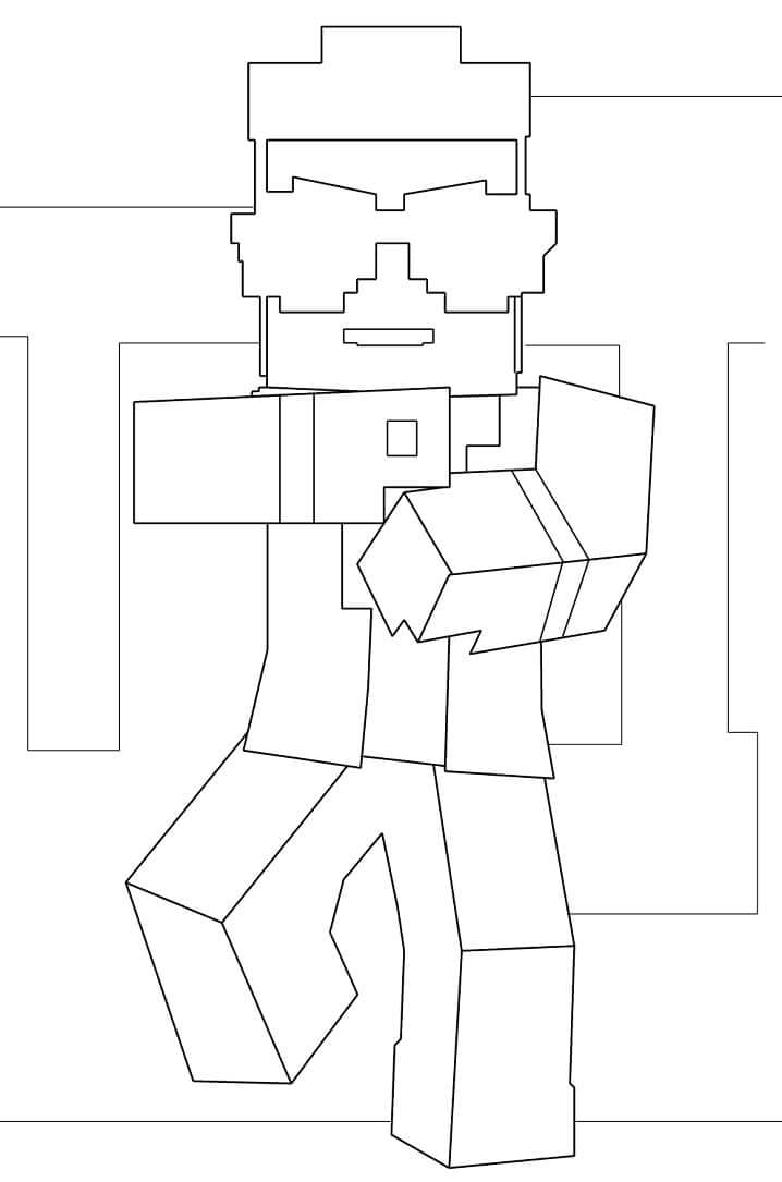 Dibujo de Minecraft Gangnam Style para Colorear