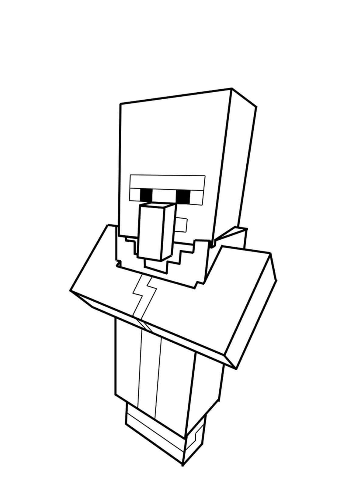 Dibujo de Aldeano de Minecraft para Colorear