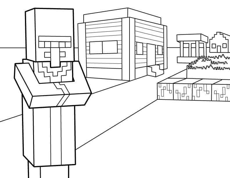Dibujo de Aldeanos en el Pueblo para Colorear