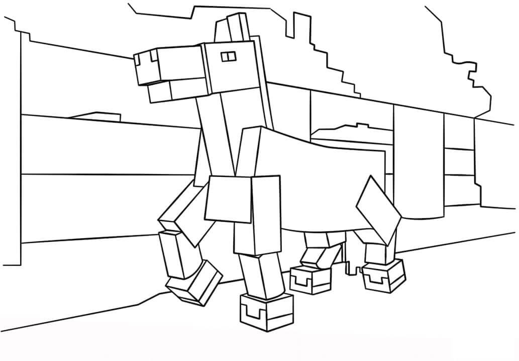 Dibujo de Caballo Sonriendo de Minecraft para Colorear