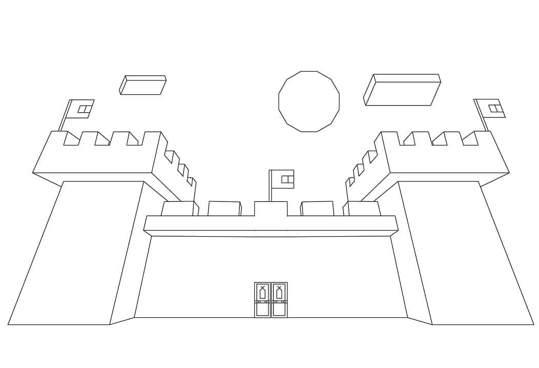 Dibujo de Castillo de Minecraft para Colorear