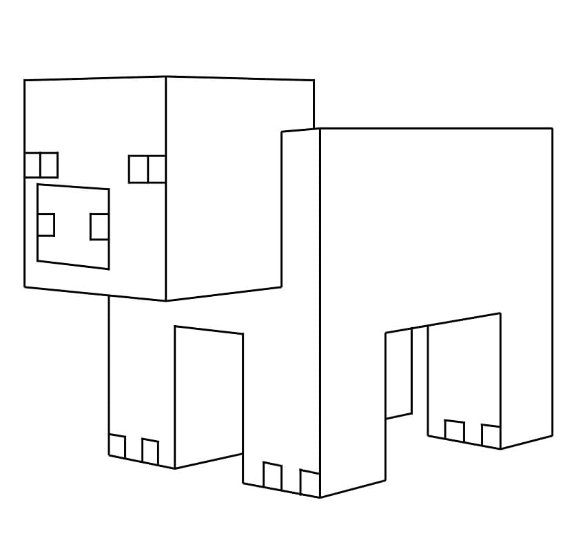 Dibujo de Cerdo básico de Minecraft para Colorear