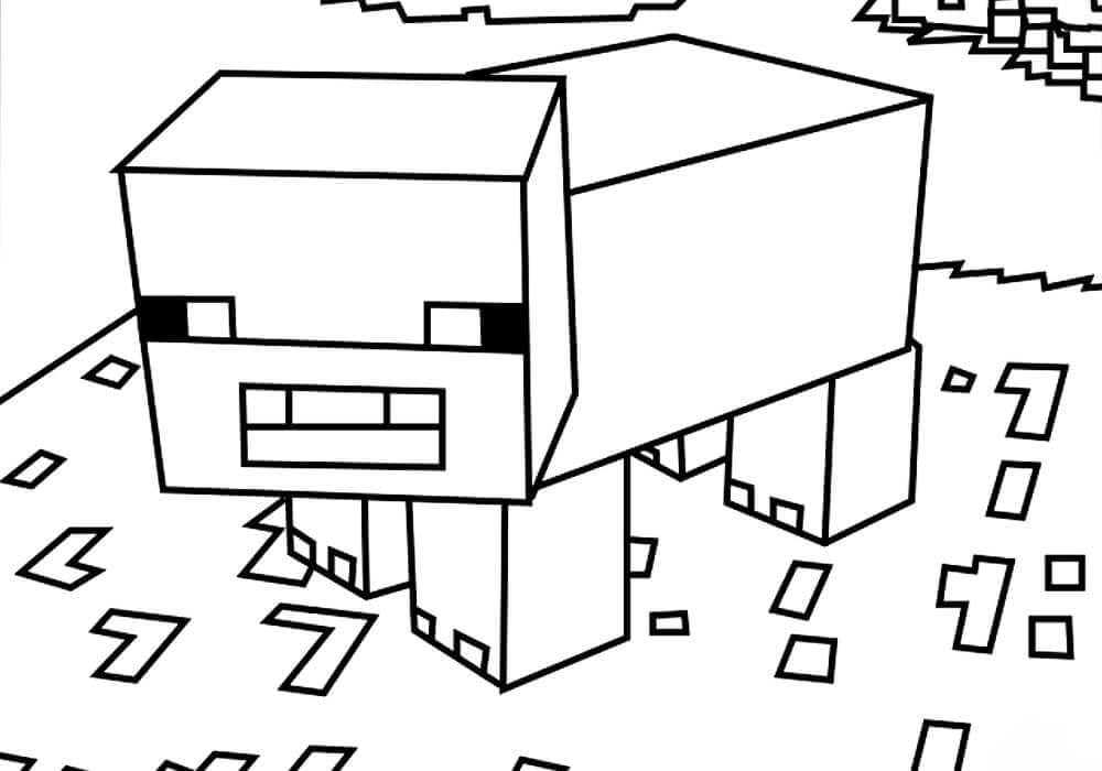 Dibujo de Cerdo de Minecraft para Colorear