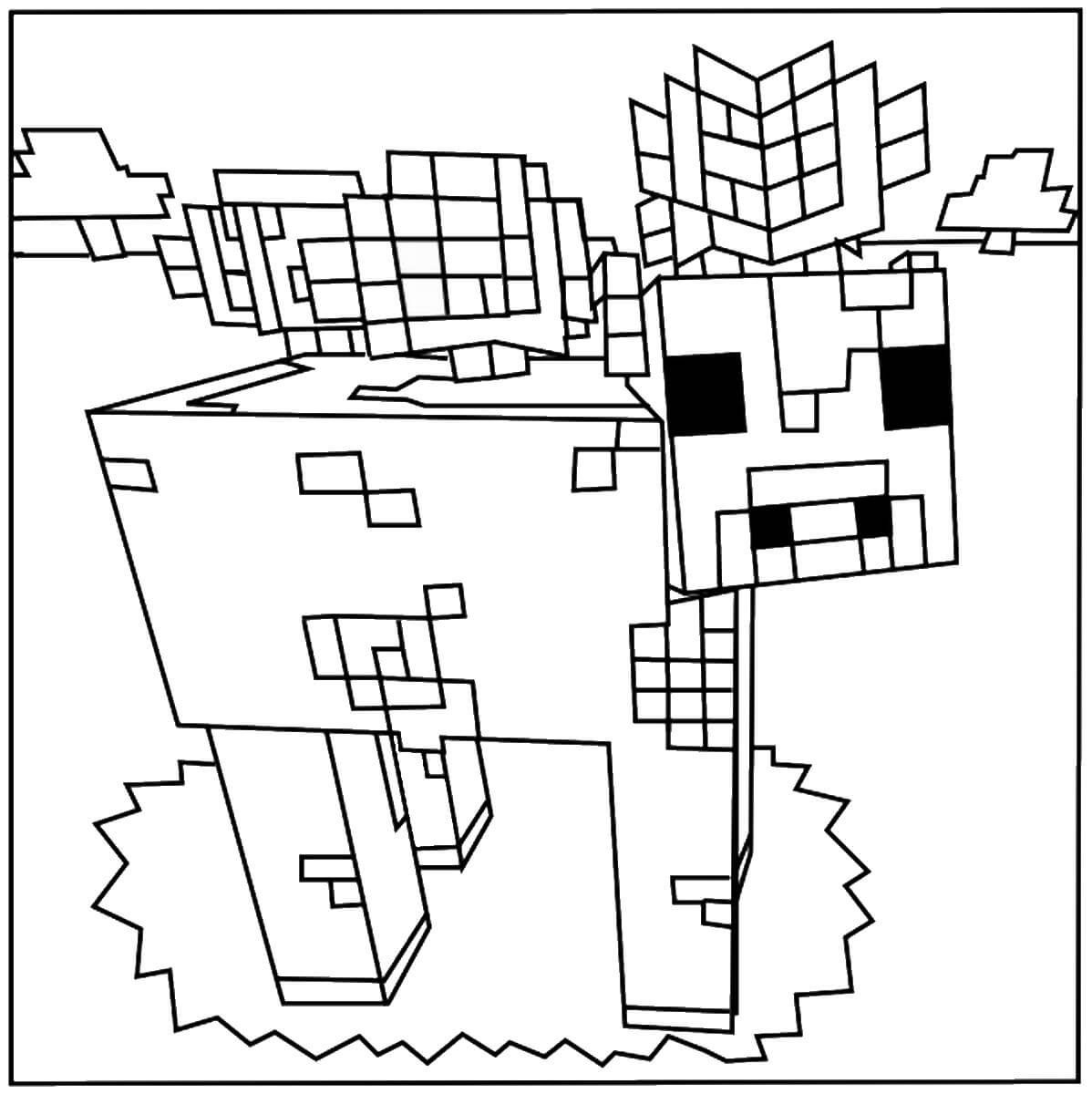 Dibujo de Cerdo en Minecraft para Colorear