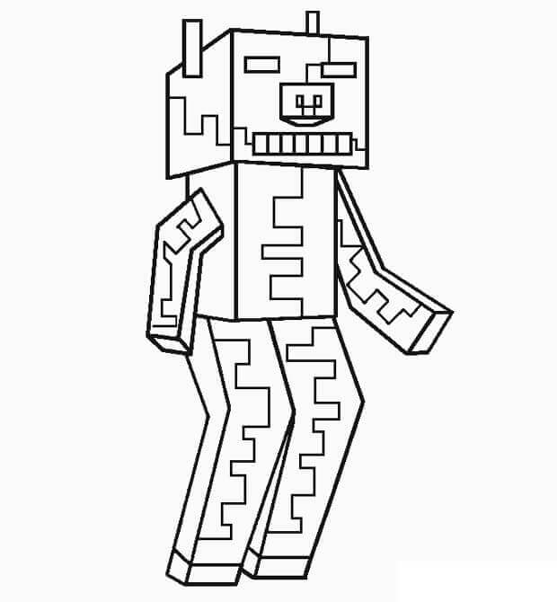 Dibujo de Cerdo Zombie Divertido para Colorear