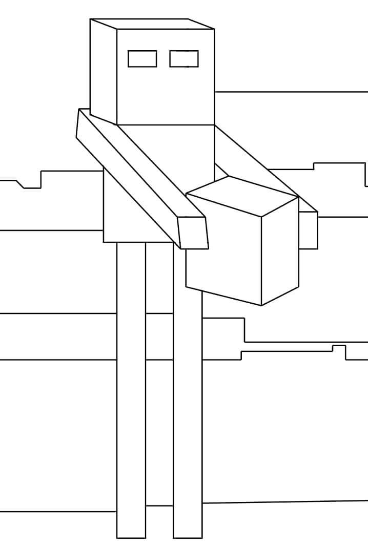 Dibujo de Enderman Sosteniendo Bloque para Colorear
