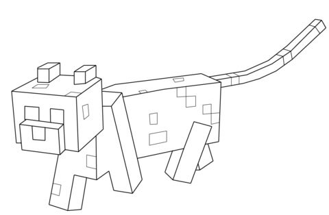 Dibujo de Gato de Minecraft Caminando para Colorear
