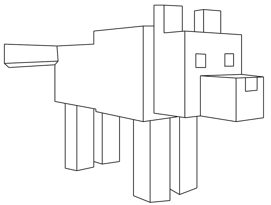 Dibujo de Lobo de Minecraft para Colorear