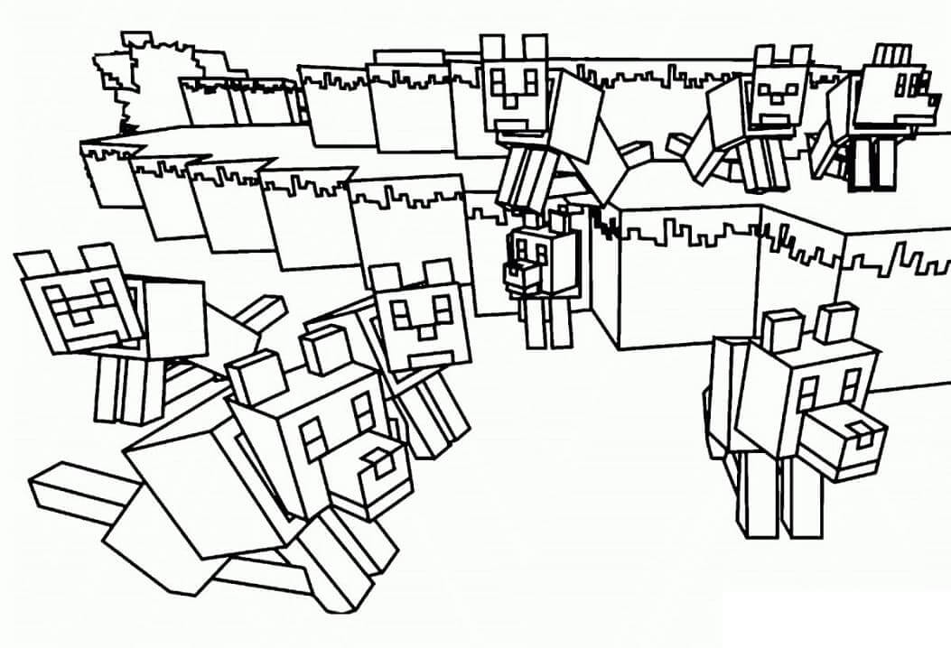 Dibujo de Lobos de Minecraft para Colorear