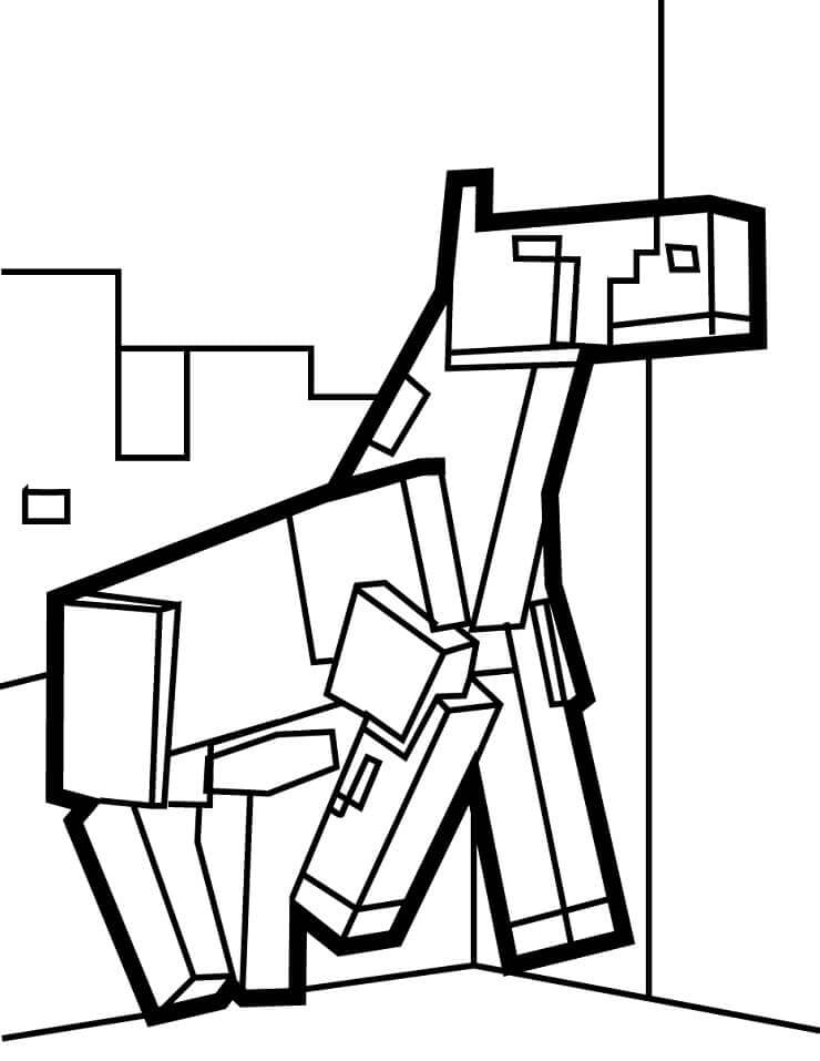 Dibujo de Minecraft Caballo Caminando para Colorear