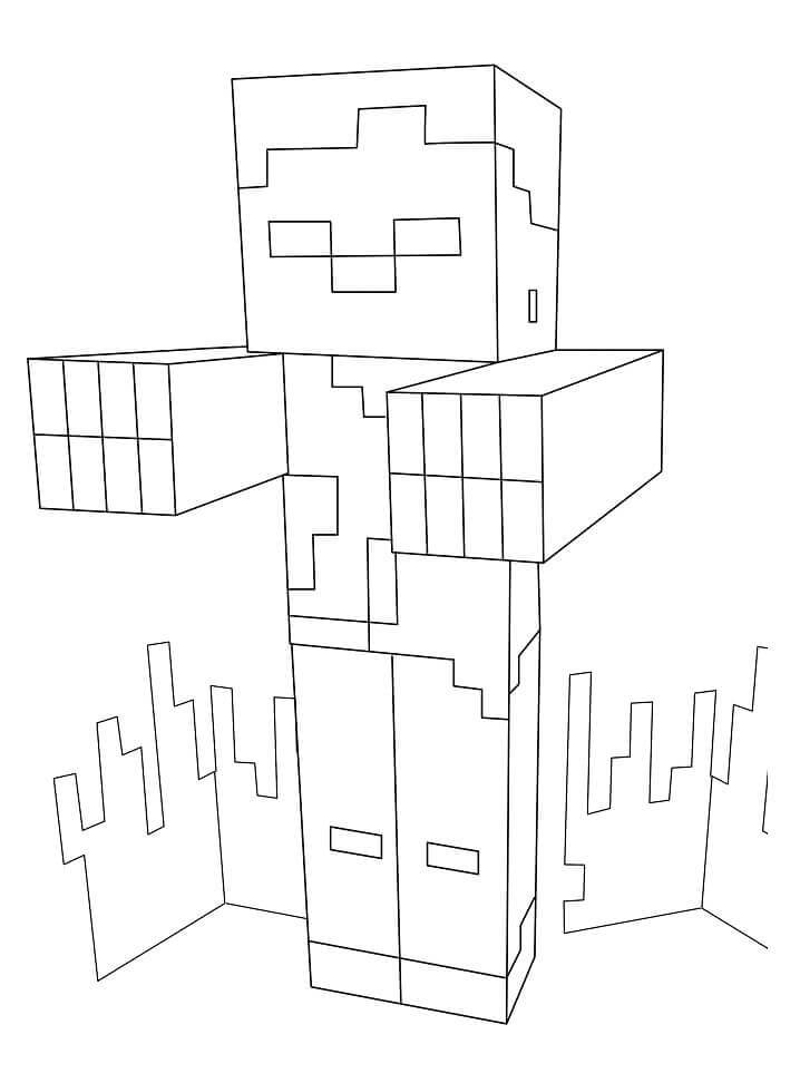 Dibujo de Minecraft Zombi básico para Colorear