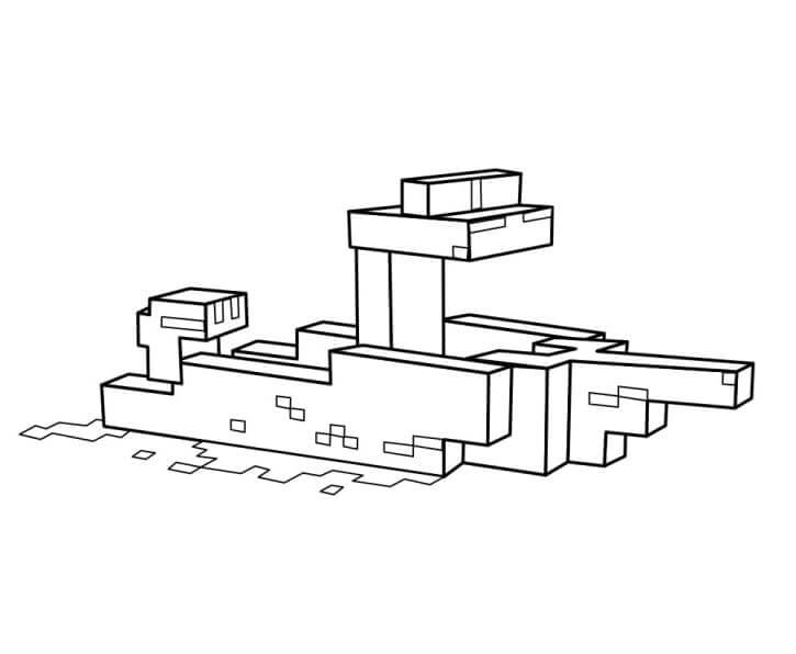 Dibujo de Nave de Minecraft para Colorear