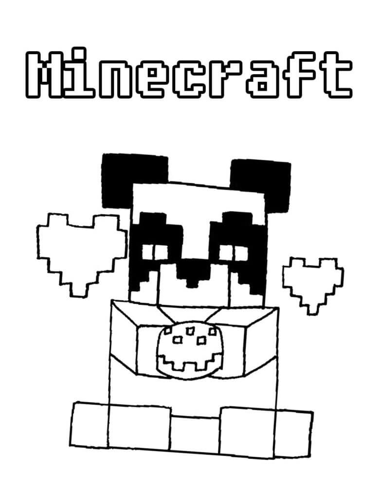 Dibujo de Panda en Minecraft para Colorear