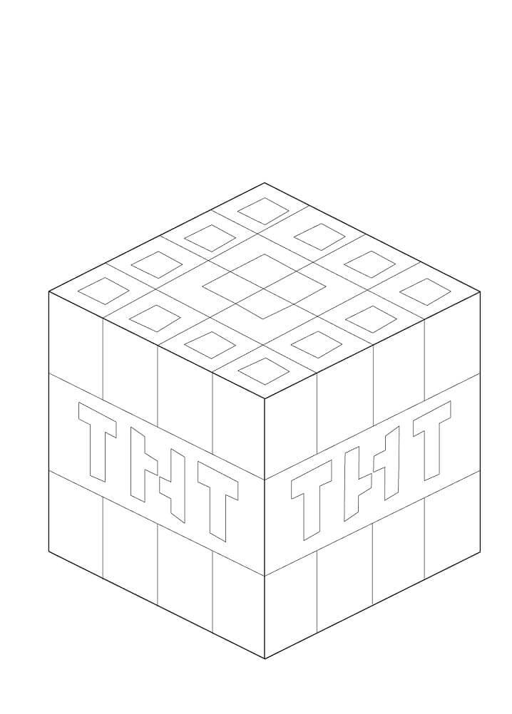 Dibujo de Tnt de Minecraft para Colorear