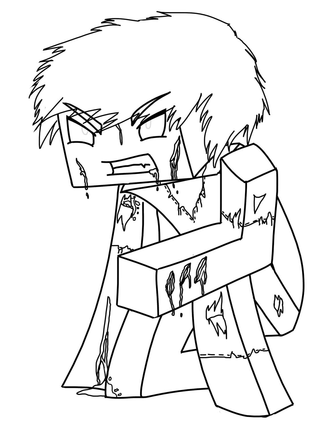 Dibujo de Zombi Steve para Colorear