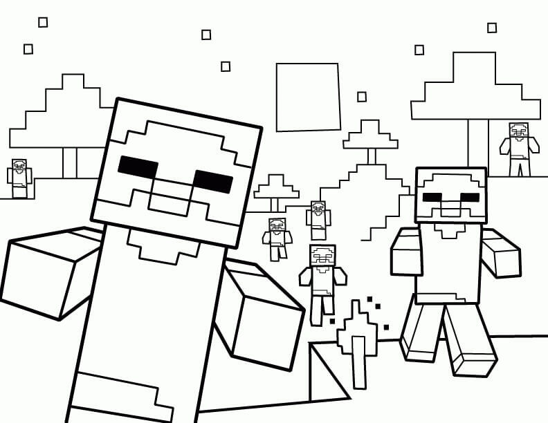 Dibujo de Zombis de Minecraft para Colorear