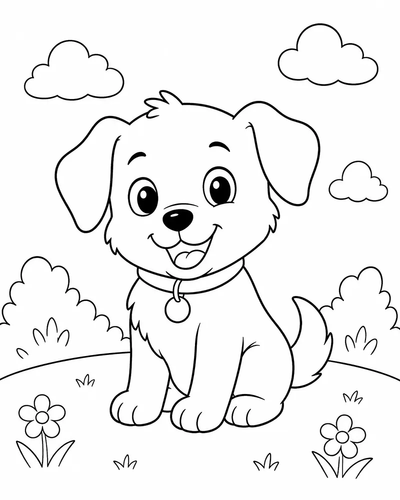 Dibujo de Cachorro Minimalista página para Colorear