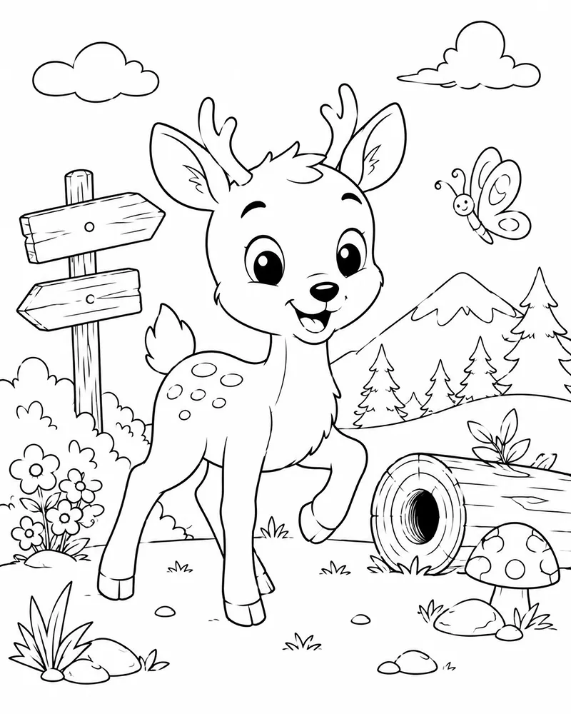 Dibujo de Ciervo Minimalista página para Colorear