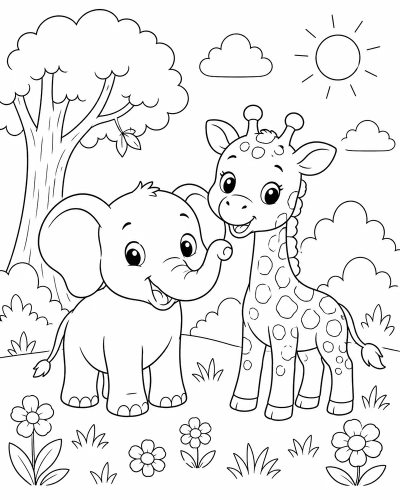 Dibujo de Elefante Minimalista página para Colorear