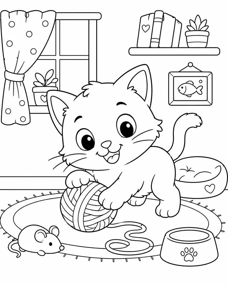 Dibujo de Gato Minimalista página para Colorear