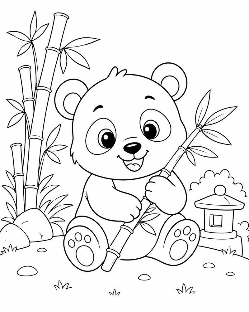 Dibujo de Panda Minimalista página para Colorear