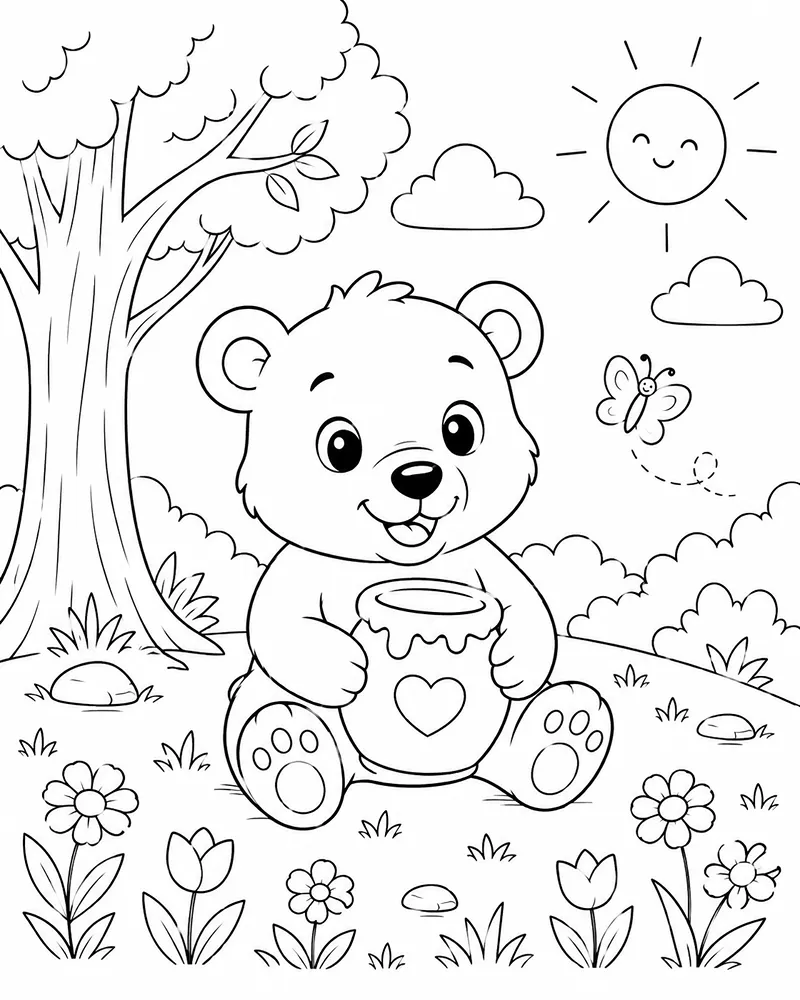 Dibujo de Pequeño Oso de Miel página para Colorear
