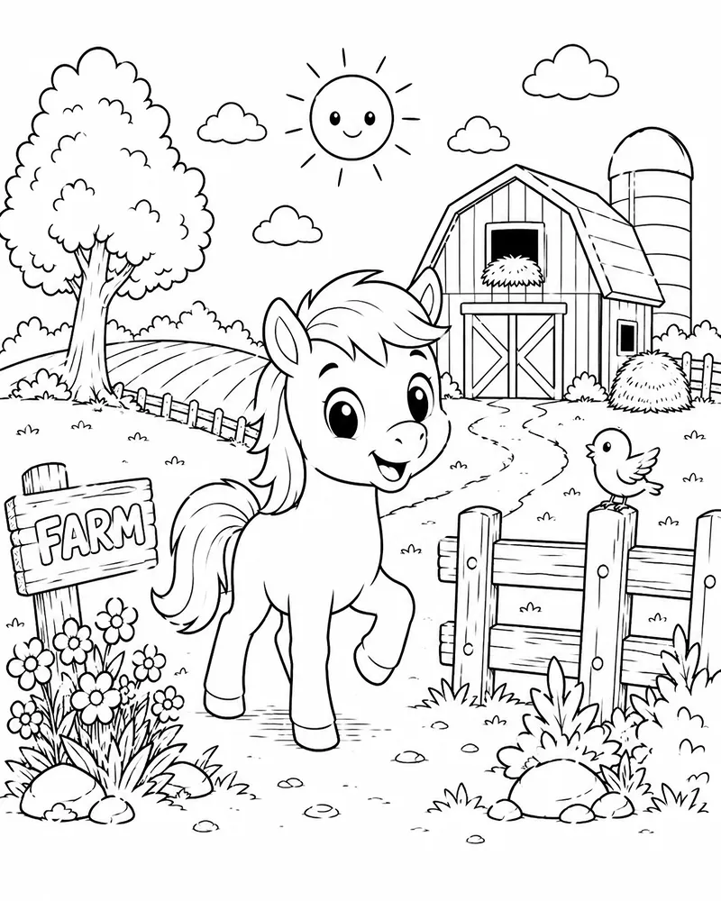 Dibujo de Unicornio Minimalista página para Colorear