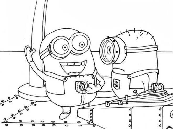 Dibujo de Básico Dos Minions para Colorear