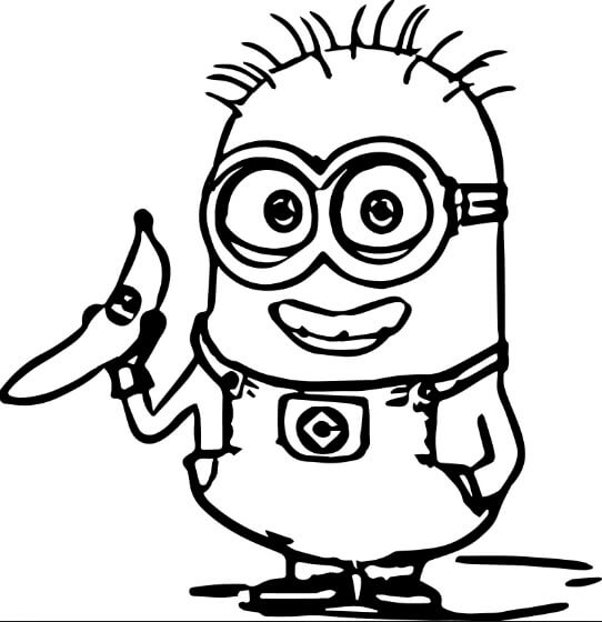 Dibujo de Minion Sosteniendo Platano para Colorear