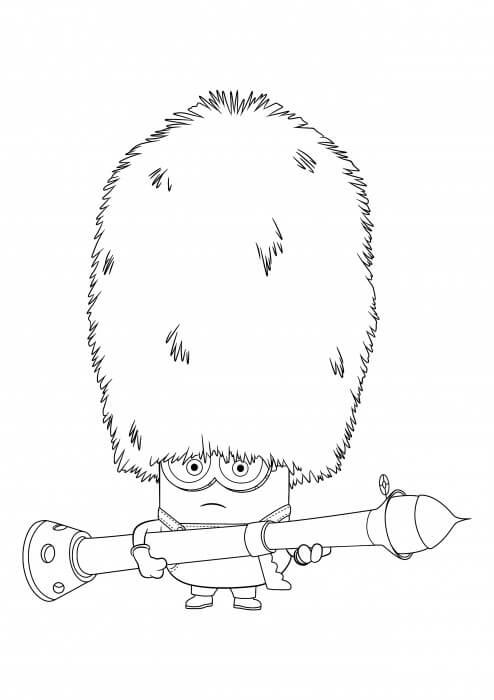 Dibujo de Minion con Arma para Colorear