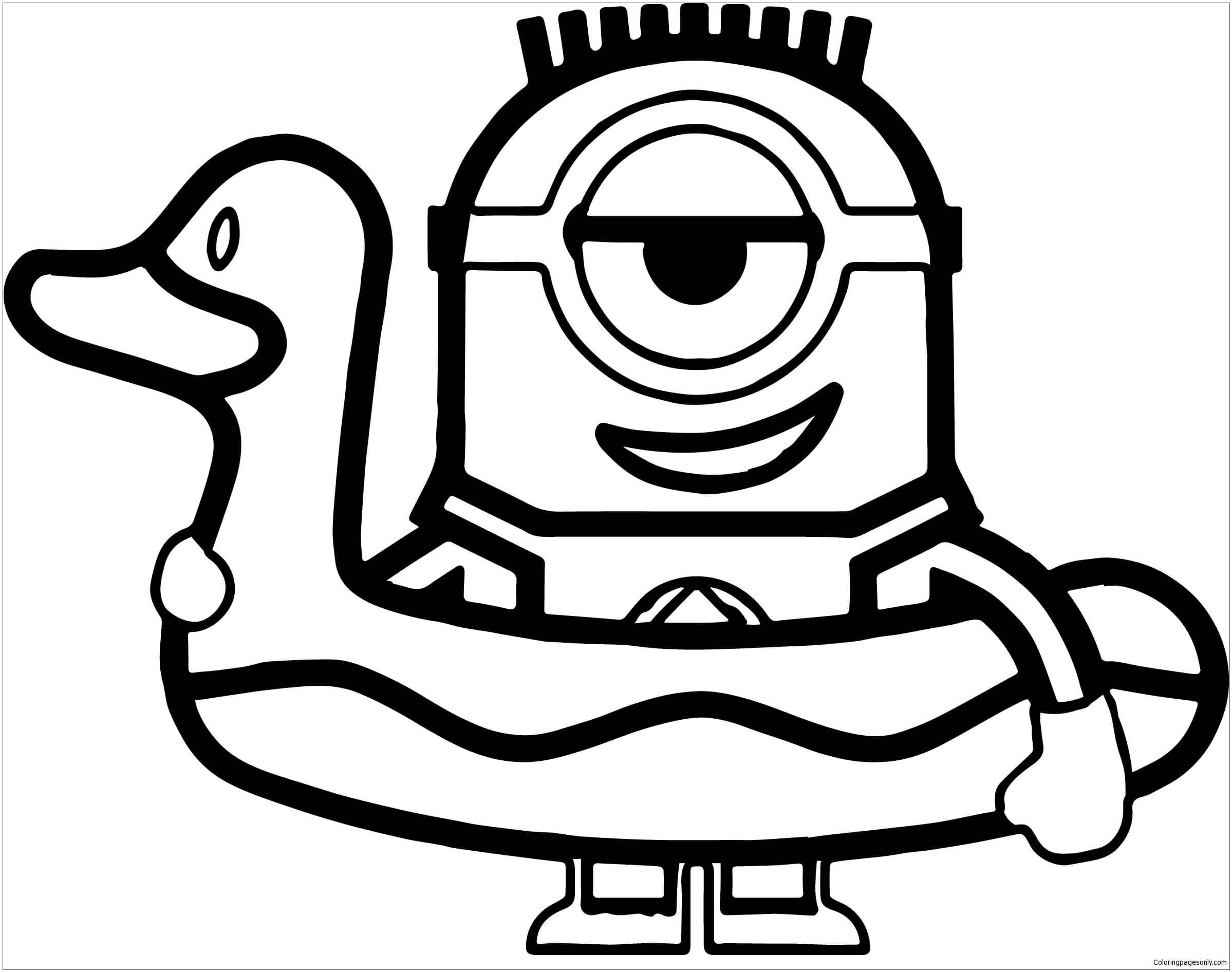 Dibujo de Minion con Flotador de Pato para Colorear