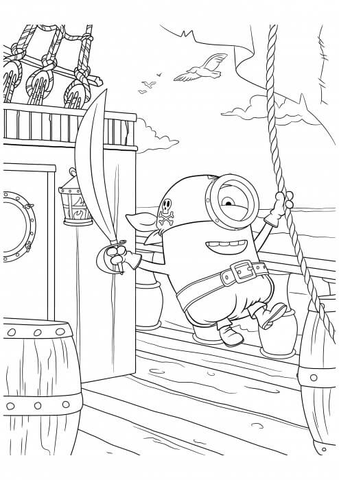 Dibujo de Minion Pirata para Colorear