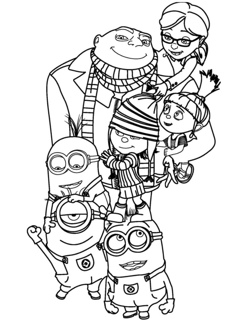 Dibujo de Todos los Personajes de Minions para Colorear