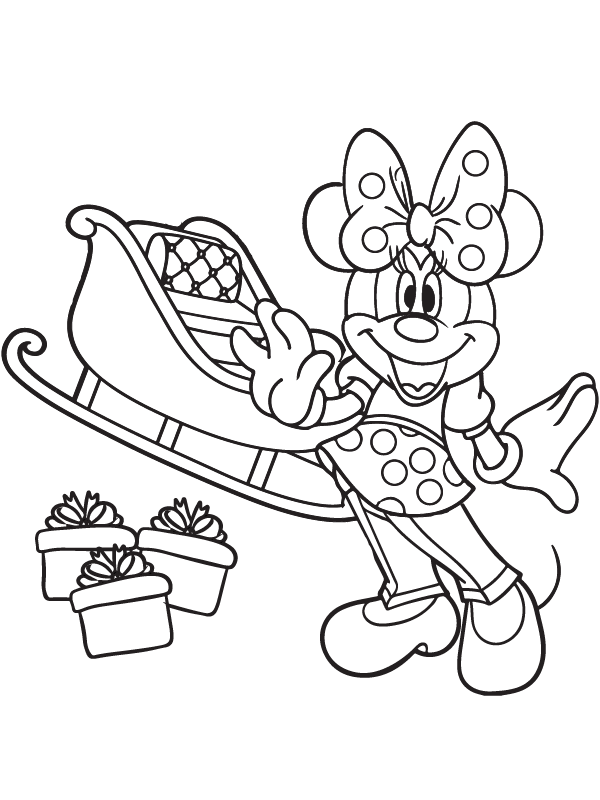 Dibujo de Minnie Mouse Christmas Coloring Page 1 para Colorear