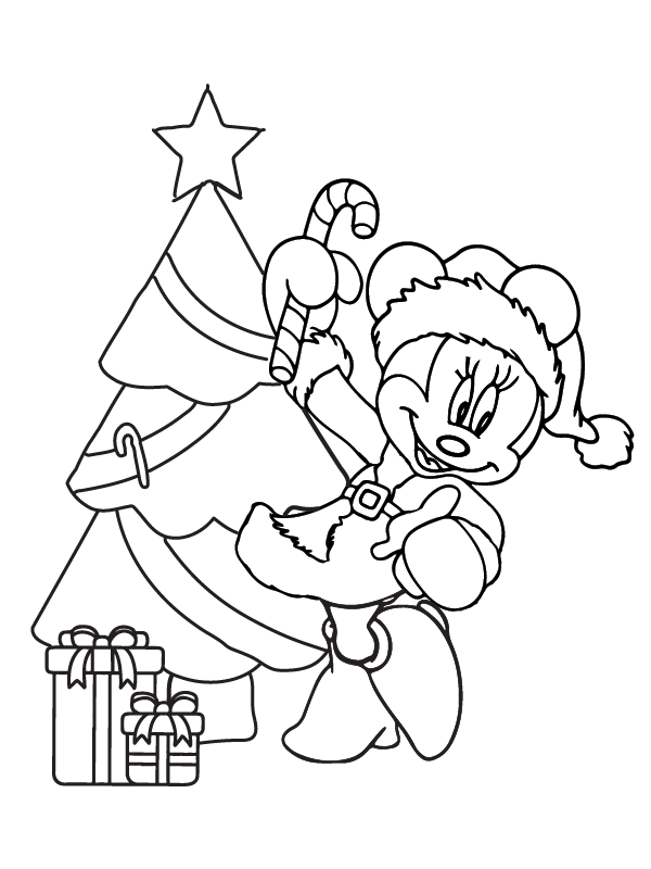 Dibujo de Blissful Minnie Mouse Christmas Coloring Page para Colorear