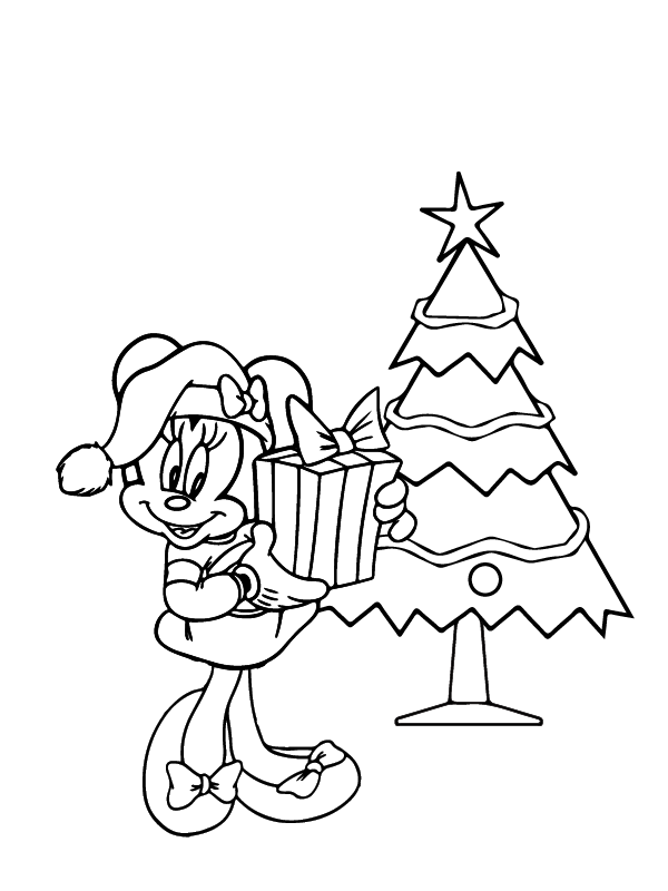 Dibujo de Cheerful Minnie Mouse Christmas Coloring Page 2 para Colorear