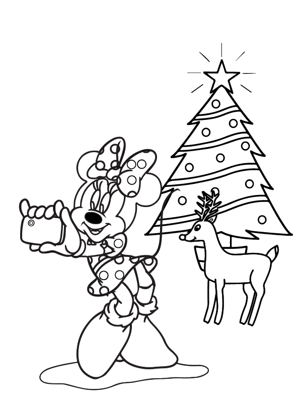 Dibujo de Delighted Minnie Mouse Christmas Coloring Page para Colorear