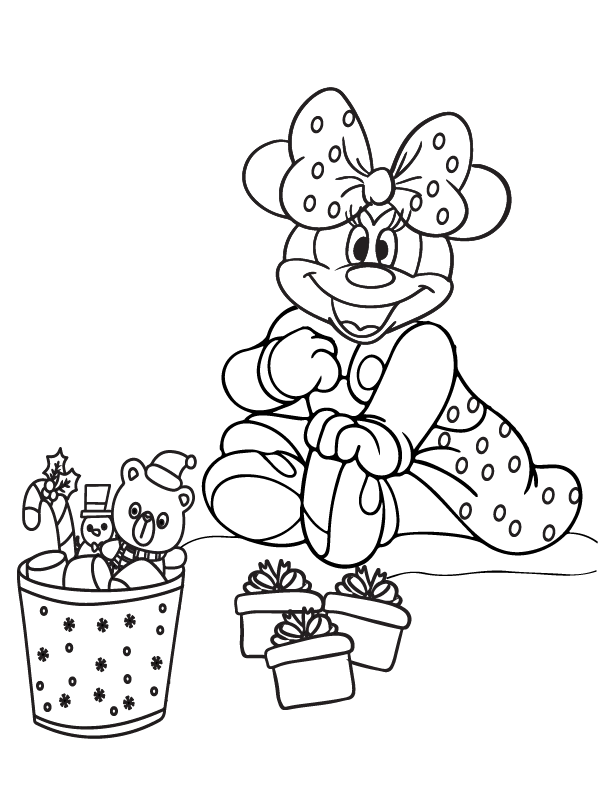Dibujo de Elated Minnie Mouse Christmas Coloring Page para Colorear
