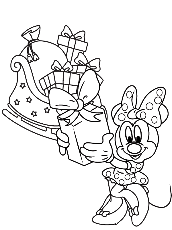 Dibujo de Glad Minnie Mouse Christmas Coloring Page para Colorear