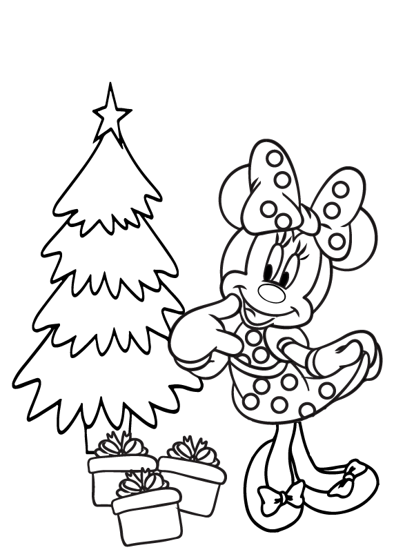 Dibujo de Joyful Minnie Mouse Christmas Coloring Page para Colorear