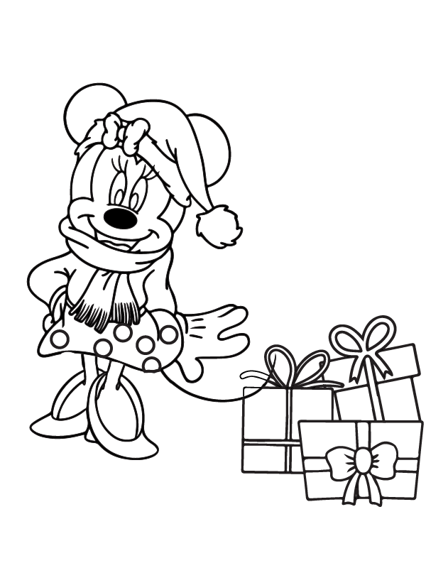Dibujo de Pleased Minnie Mouse Christmas Coloring Page para Colorear