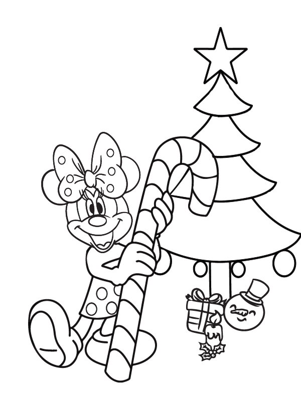 Dibujo de Radiant Minnie Mouse Christmas Coloring Page para Colorear
