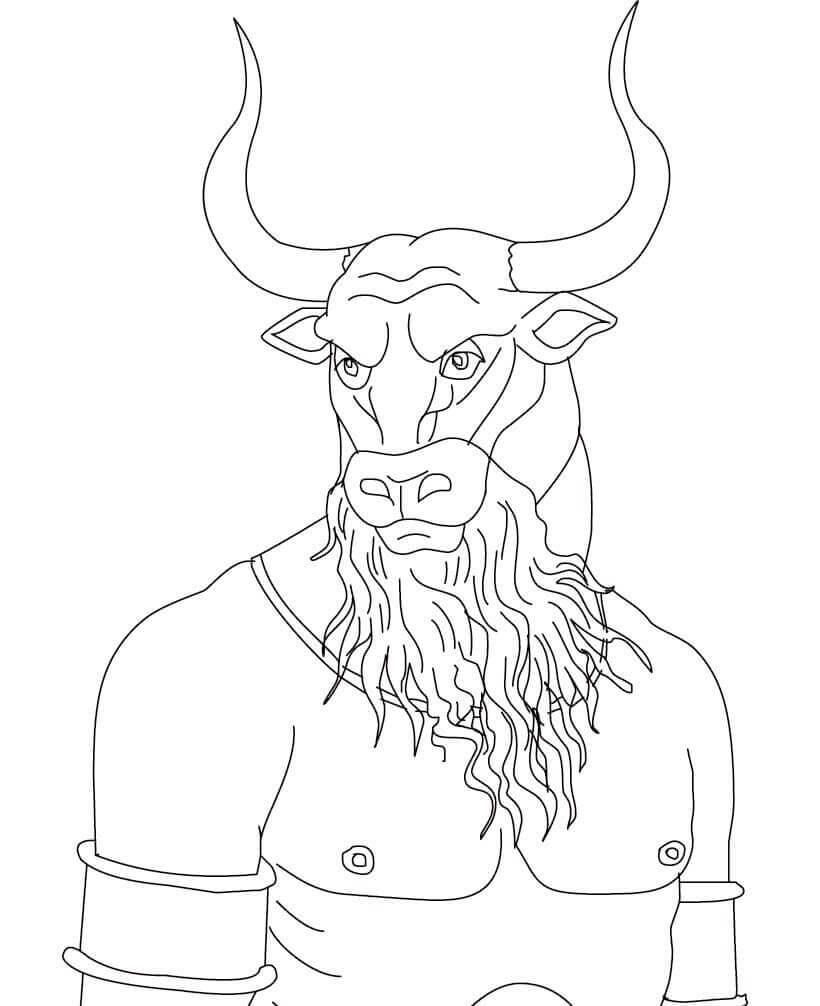 Dibujo de Cara Minotauro Enojado para Colorear
