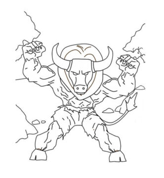 Dibujo de Minotauro Fuerte para Colorear
