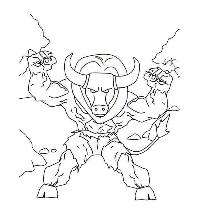 Dibujo de Minotauro Fuerte para Colorear