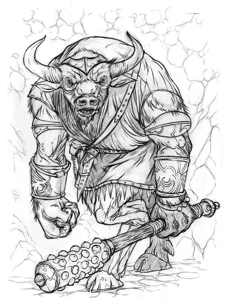 Dibujo de Minotauro Gigante para Colorear